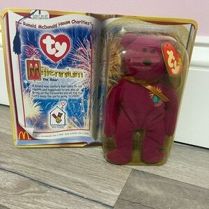 Ty Millennium Bear - Vibrant Pink Plush